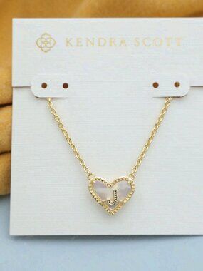 Kendra Scott Gold Mother-of-Pearl Heart Letter J Necklace